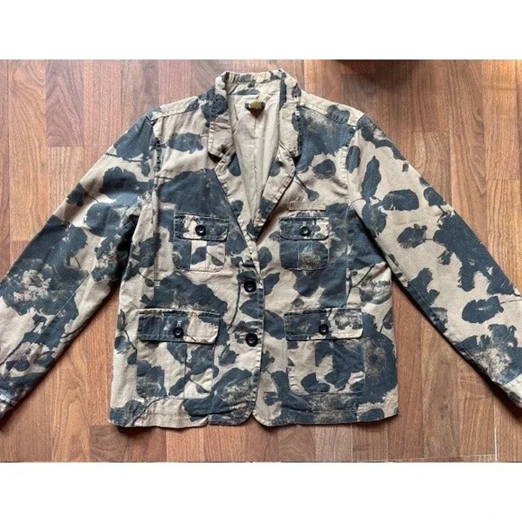 J. CREW Military Jacket Blazer Floral Camo Gorpcore Military Womens LRG Cotton - Picture 1 of 7